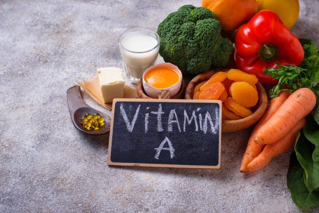 Healthy products rich in vitamin A