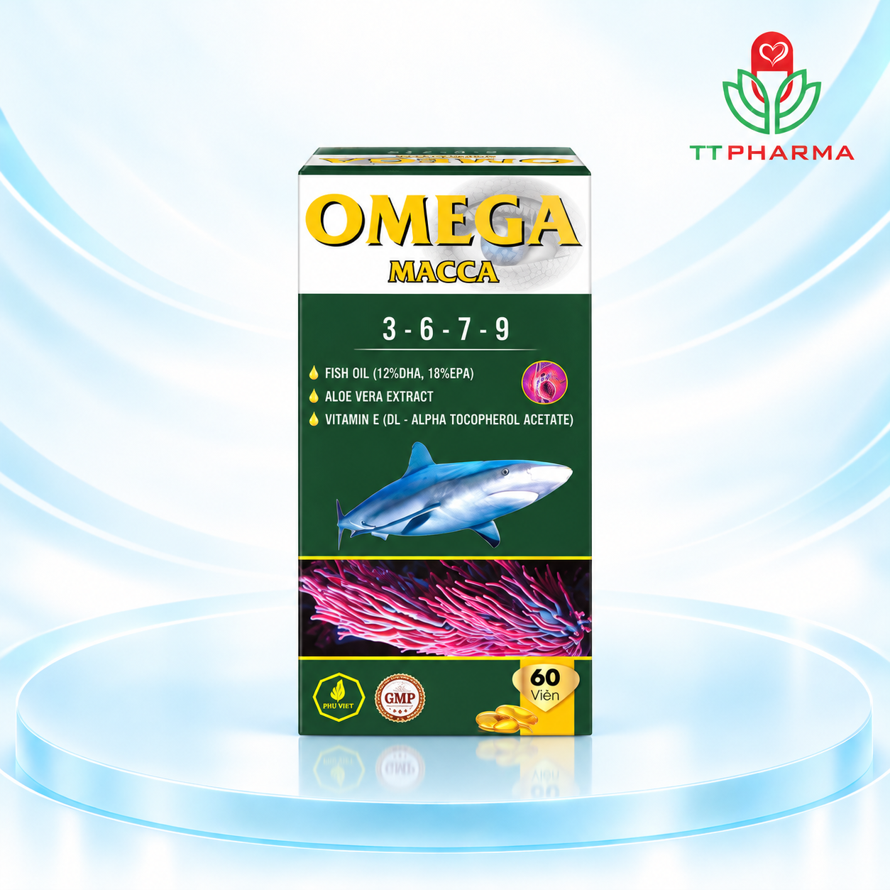 OMEGA MACCA trên bục kính xanh OMEGA MACCA trên bục kính xanh
